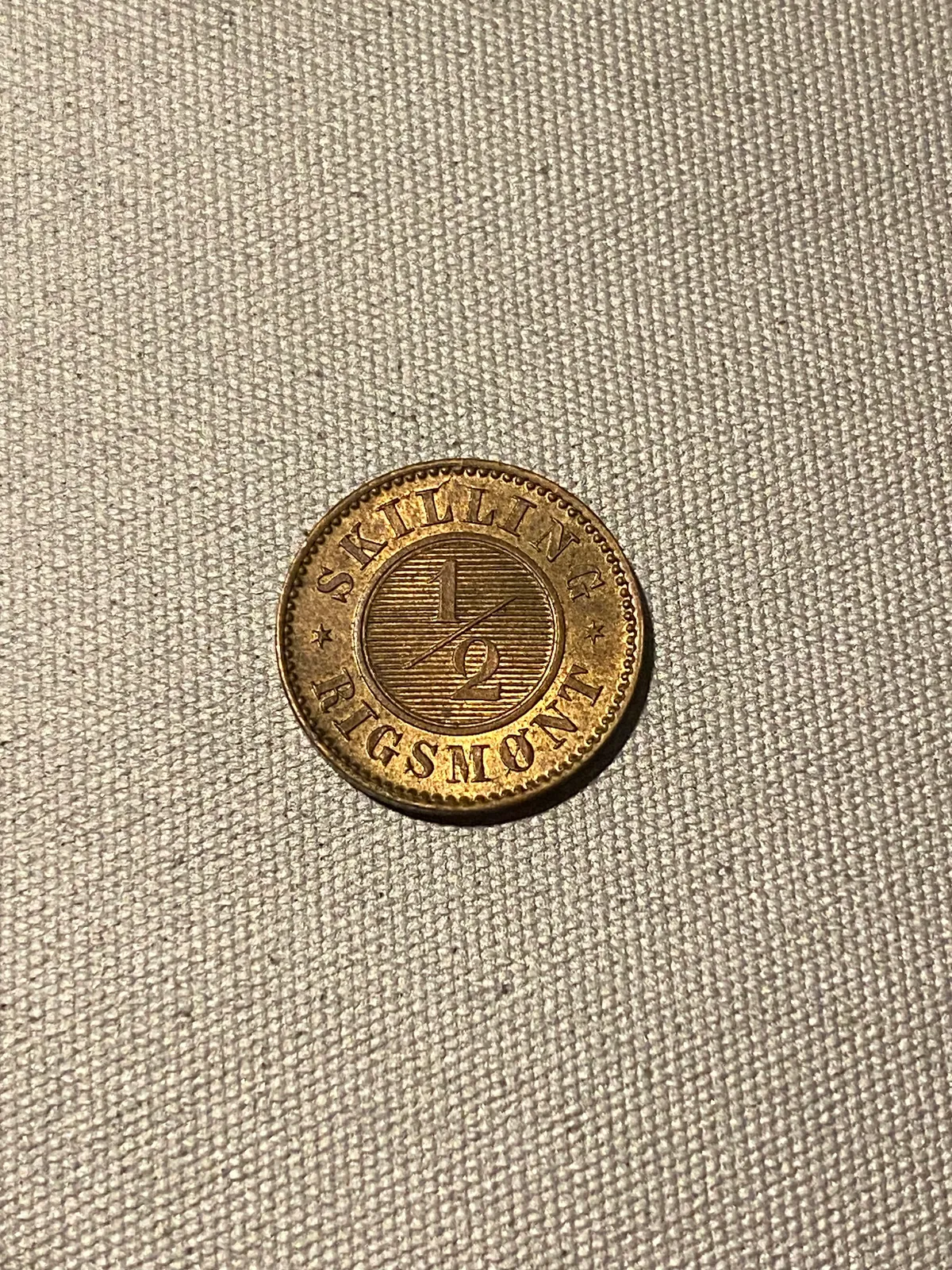 Original 1/2 skilling rigsmønt 1857