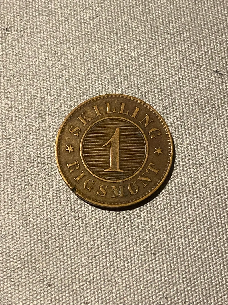 Original 1 skilling rigsmønt 1867