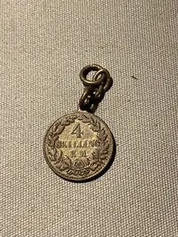 Original 4 skilling 1854 sølvmønt omdannet til vedhæng