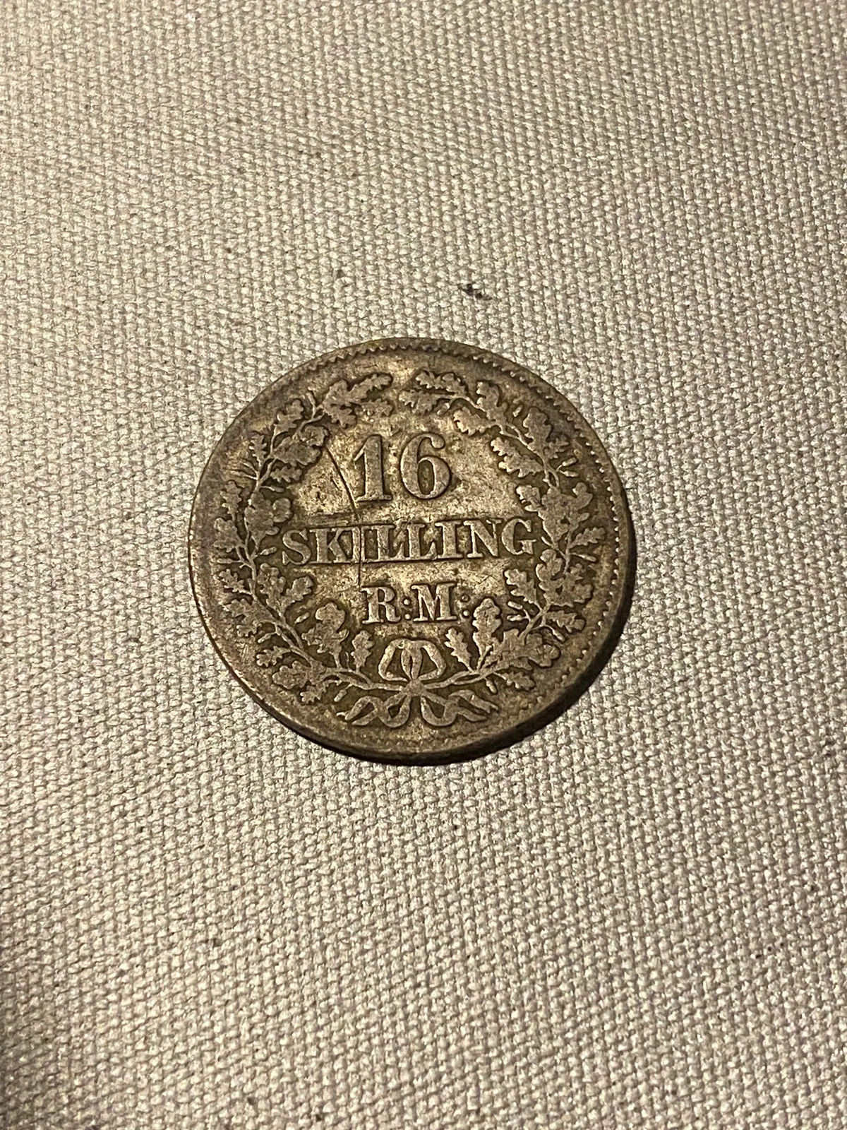 Original 16 skilling 1856 sølvmønt