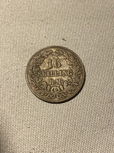 Original 16 skilling 1856 sølvmønt