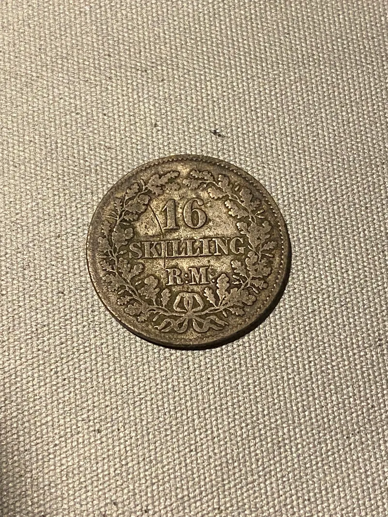 Original 16 skilling 1856 sølvmønt