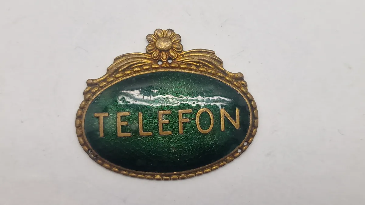 Originalt emalje skilt fra telefon væsnet til påsyning
