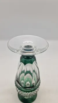 Val Saint Lambert vase i grøn og klar krystal