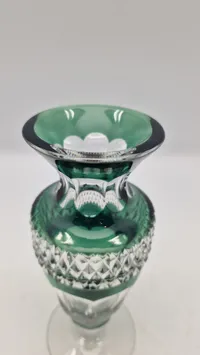 Val Saint Lambert vase i grøn og klar krystal
