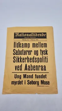Spiseseddel fra Nationaltidende fra den 7. februar 1944. Original