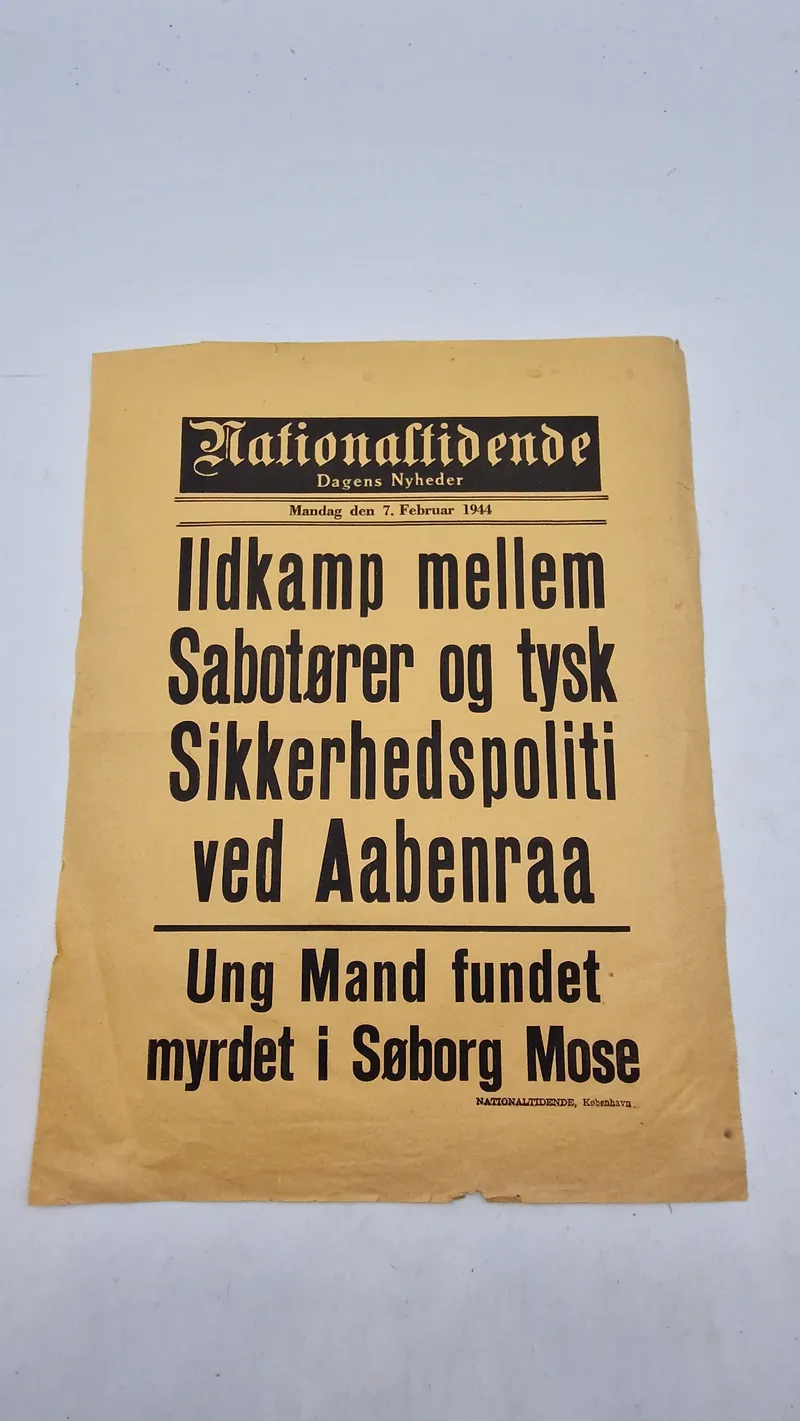Spiseseddel fra Nationaltidende fra den 7. februar 1944. Original