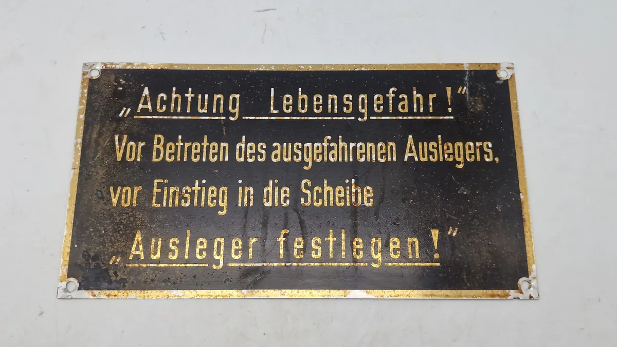 Tysk blikskilt WW2 bunker Originalt