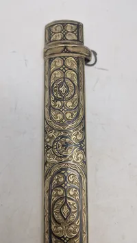 Kaukasisk Niello silver mounted dagger med skede