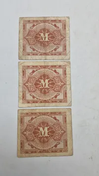 Samling militære pengesedler. Originale