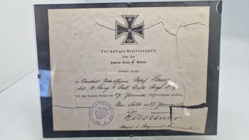 Midlertidigt urkunde (Vorläufiges Besitzzeugnis) på Eisernes Kreuz 2.kl ww1. Originalt