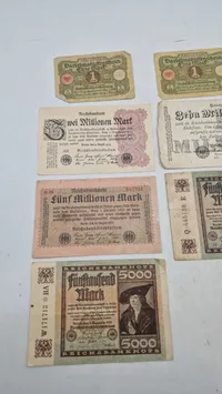 Samling tyske pengesedler. Originale