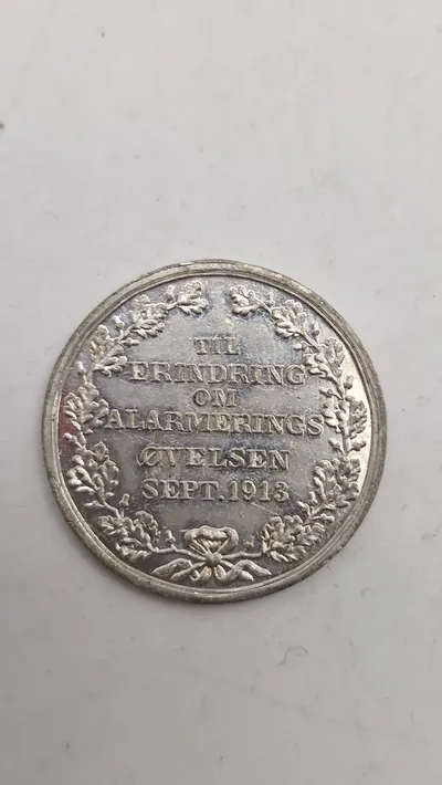 erindringsmønt fra 1913, præget i anledning af hærens mobiliseringsøvelse i september 1913. Original