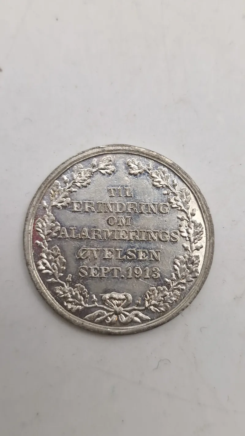 erindringsmønt fra 1913, præget i anledning af hærens mobiliseringsøvelse i september 1913. Original