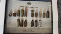 Trækstadier til 9X19 mm AMA patron inklusiv løs patron og “Værkstedspatron” (Lukke afstandsmåling)