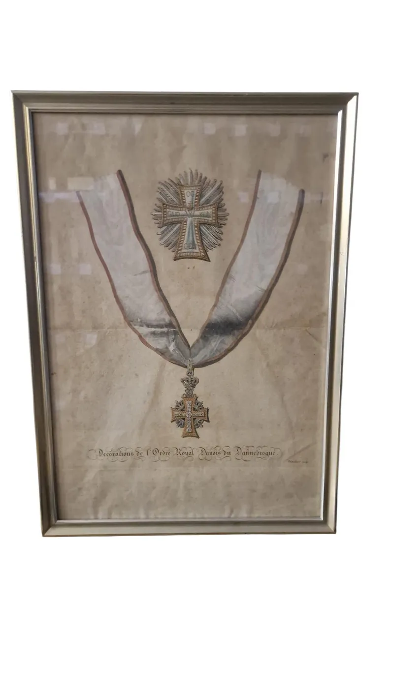 Håndkolorerede stik  med Den Danske Ridderorden, Frederik den 6, original