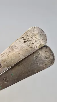 Skeer af provinssølv, lavet i Præstø. 1800 tallet