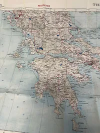 Originalt pilot WW2 silkekort ( Escape) fra 1943, brugt efter krigen og kontrolstemplet 1953