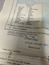 Originalt pilot WW2 silkekort ( Escape) fra 1943, brugt efter krigen og kontrolstemplet 1953