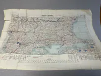 Originalt pilot WW2 silkekort ( Escape) fra 1943, brugt efter krigen og kontrolstemplet 1953