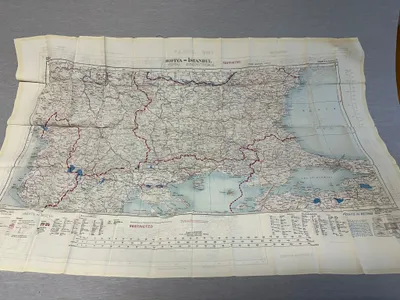 Originalt pilot WW2 silkekort ( Escape) fra 1943, brugt efter krigen og kontrolstemplet 1953