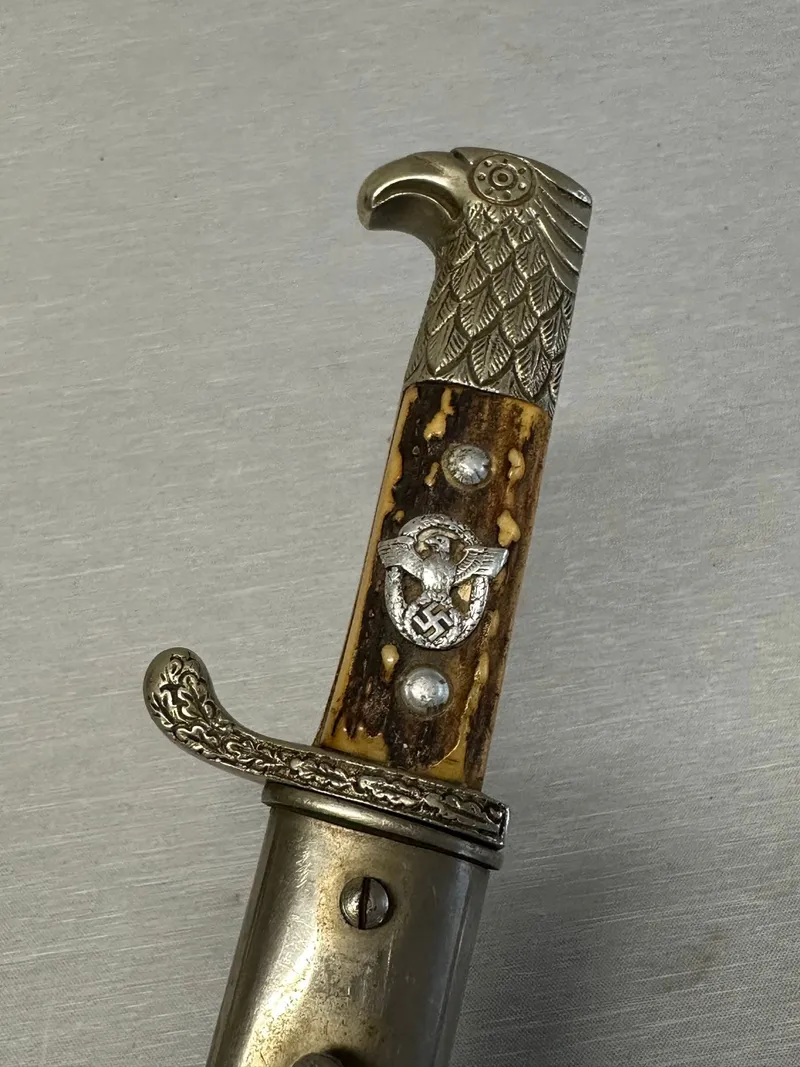 Original lang Police Bayonet By Clemen & Jung WW2, nummerens og godt stemplet