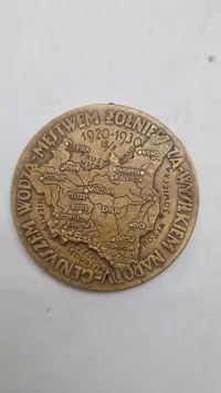 erindringsmedalje af bronze, der fejrer 10-årsdagen for den polsk-bolsjevikiske krig (1920-1930). Original