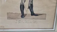 farvelagt litografi med teksten "En Officier af Kronprindsens Livcorps." og "Ein Officier vom Kronprintzene Leibcorp."