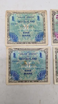 Samling militære pengesedler, originale