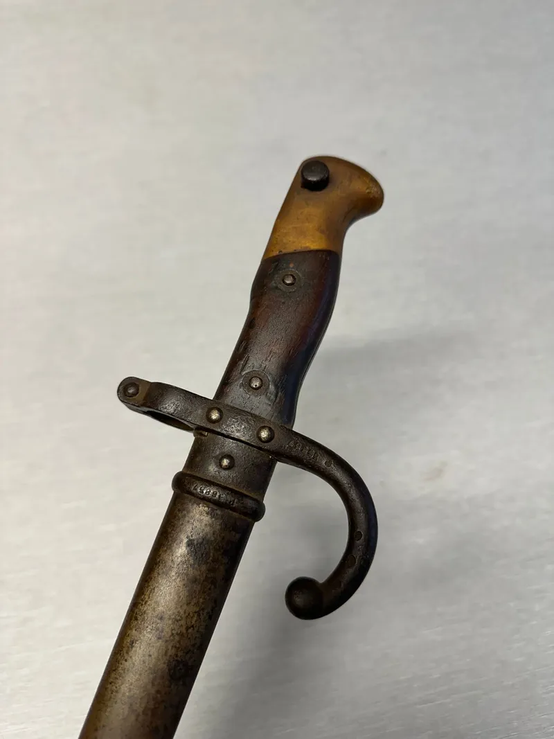 Original Fransk M1874 bajonet, Nummerens!!! ekstremt sjælden at finde nummerens, Usine de Steyr 1877