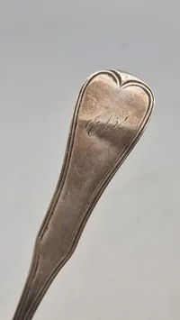 Ske af provinssølv, dateret 1849