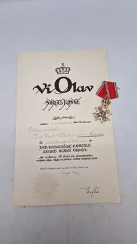 Den Kongelige Norske St. Olavs Orden tildelt Fritz Carl Vilhelm von Magius (1903–1969)