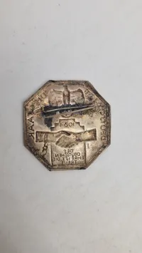 Tinnie fra 1934, der fejrer Saar-områdets genforening med Tyskland. Original