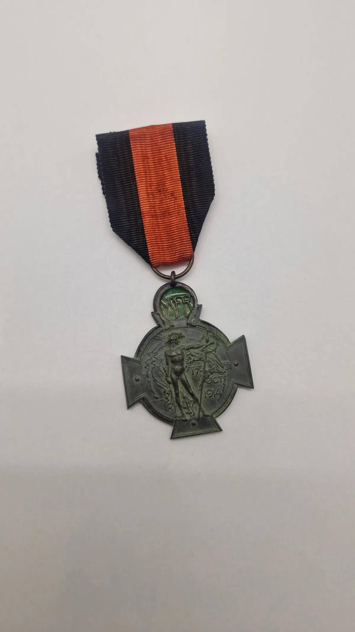 Belgisk Yser-kors (Yser-medalje) fra 1. verdenskrig, indstiftet i 1934 for at ære soldater, der kæmpede ved Yser-floden i oktober 1914. Original