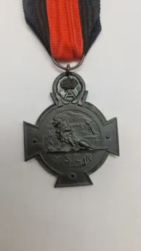 Belgisk Yser-kors (Yser-medalje) fra 1. verdenskrig, indstiftet i 1934 for at ære soldater, der kæmpede ved Yser-floden i oktober 1914. Original