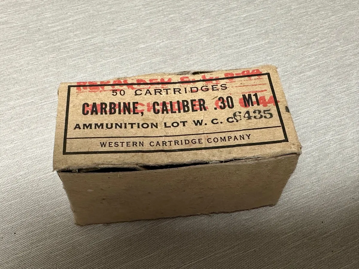 Original tom æske fra nedkastet WW2 US karabin ammunition, god til display