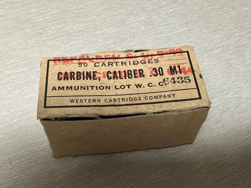 Original tom æske fra nedkastet WW2 US karabin ammunition, god til display