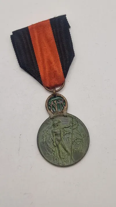 Belgisk Yser-medalje (IJzer-medalje), en militær udmærkelse fra Første Verdenskrig, der markerer slaget ved Yser. Original