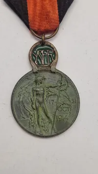 Belgisk Yser-medalje (IJzer-medalje), en militær udmærkelse fra Første Verdenskrig, der markerer slaget ved Yser. Original