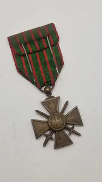 Fransk Croix de guerre (Krigskors) medalje fra 1. verdenskrig. Original