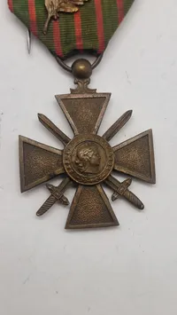 Fransk Croix de guerre (Krigskors) medalje fra 1. verdenskrig. Original