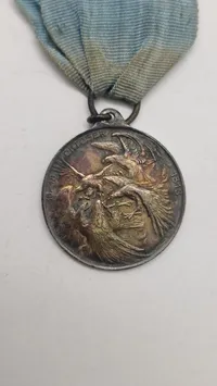 Tysk mindemedalje fra 1913, der forestiller Völkerschlachtdenkmal (Monumentet for folkeslaget ved Leipzig). Original
