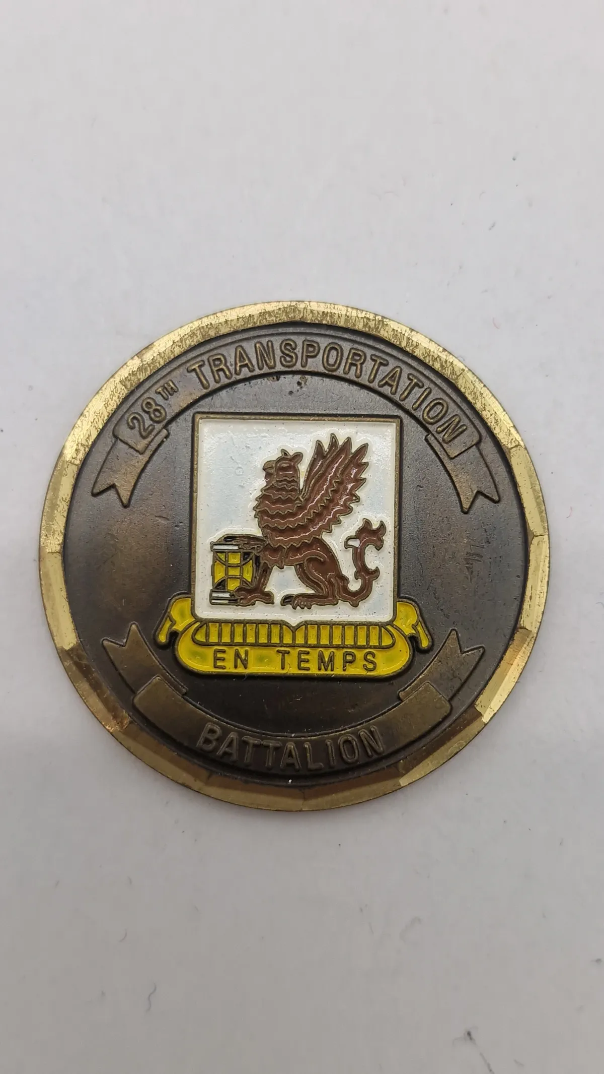 challenge coin"fra den 28. transportbataljon i den amerikanske hær