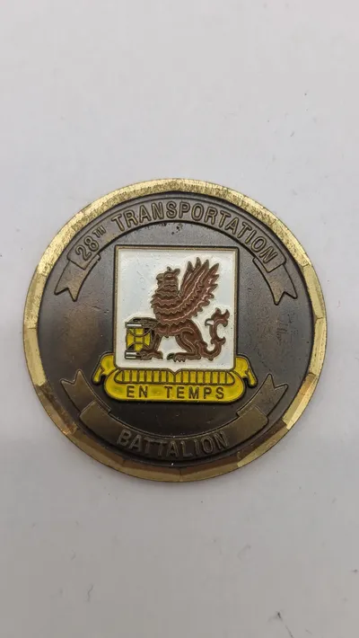 challenge coin"fra den 28. transportbataljon i den amerikanske hær