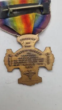 “State of Oregon WWI Recognition of Service Medal".  Original