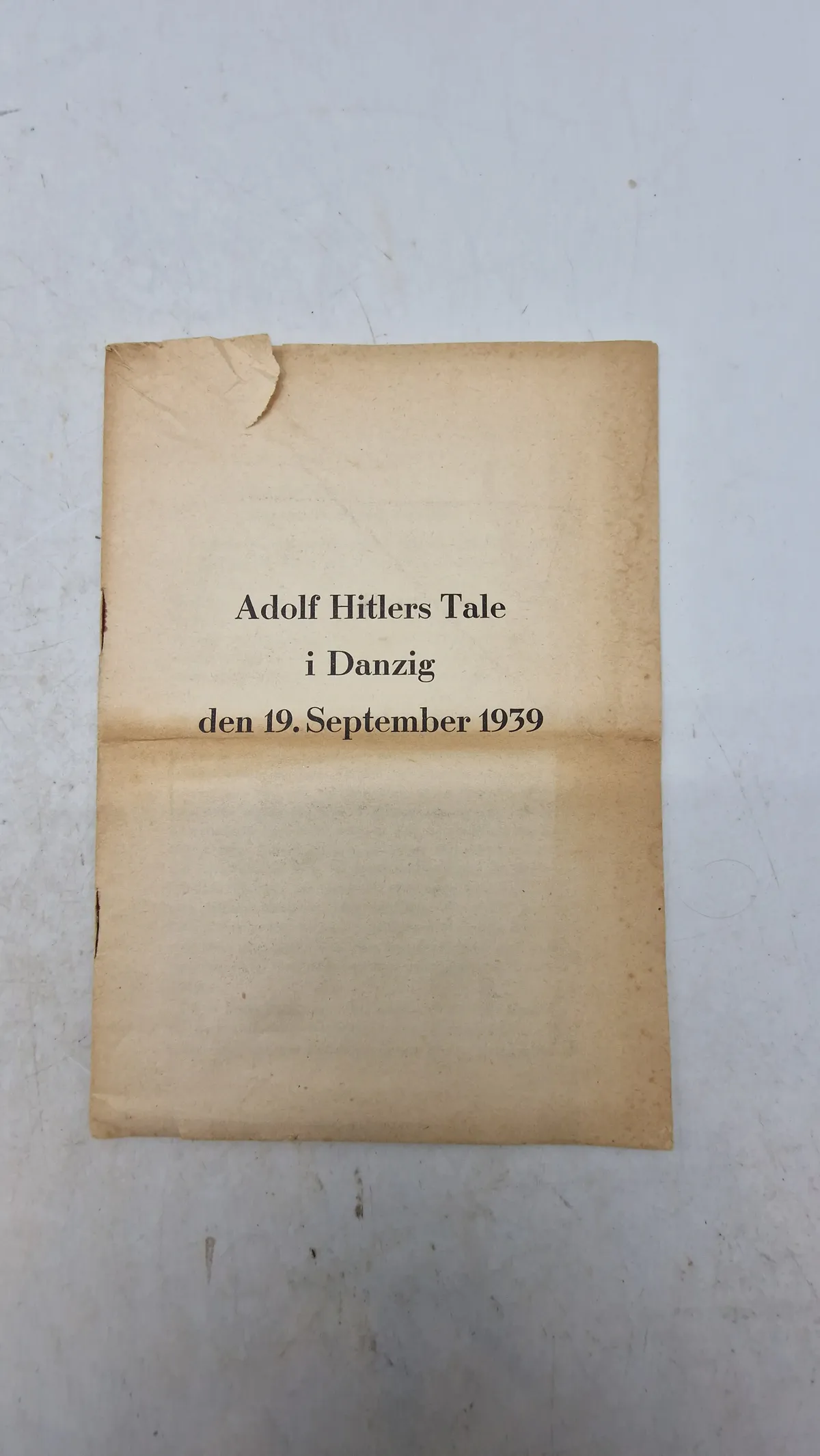 Adolf Hitlers tale i Danzig 19 september 1939. Original
