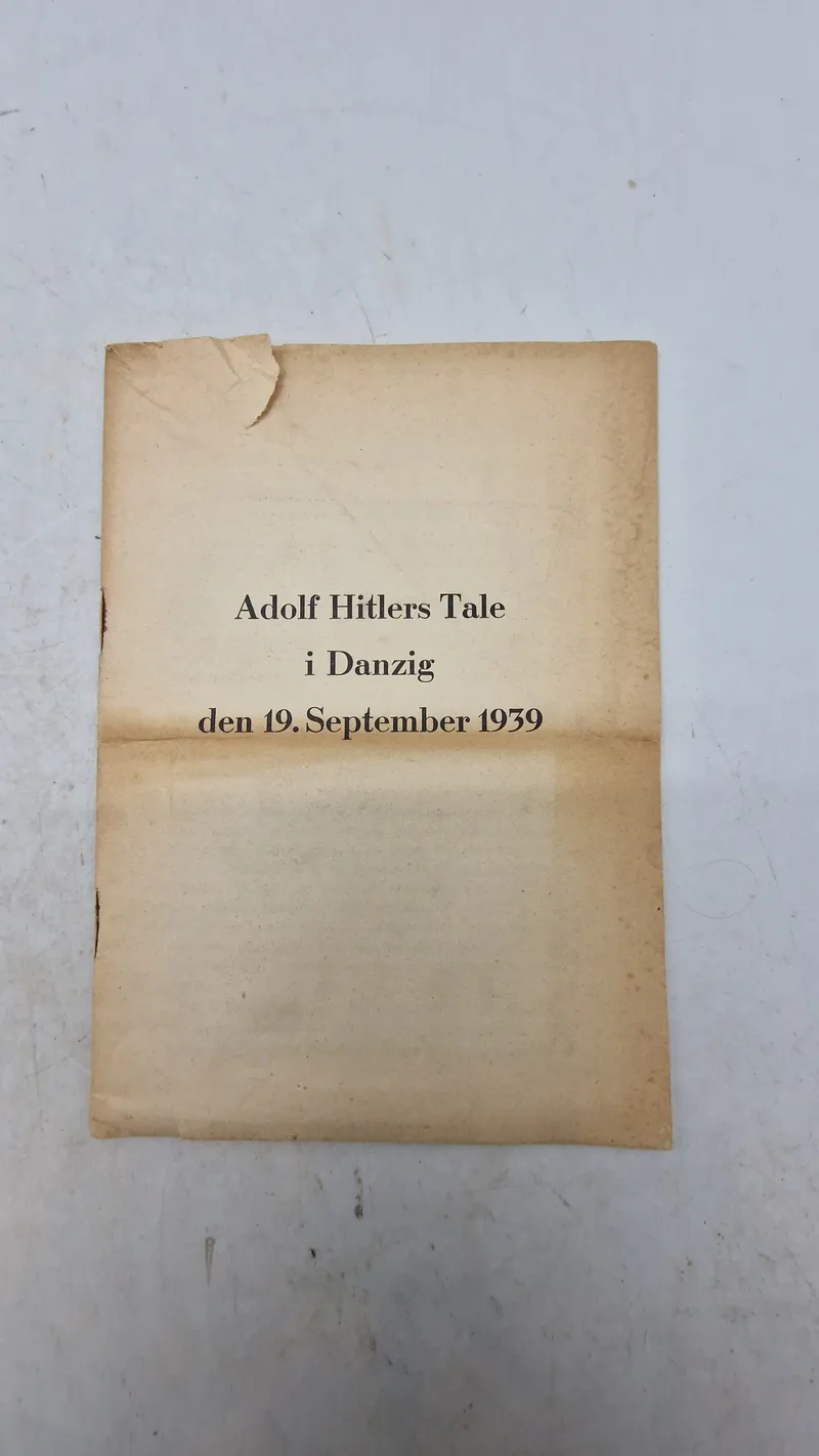 Adolf Hitlers tale i Danzig 19 september 1939. Original