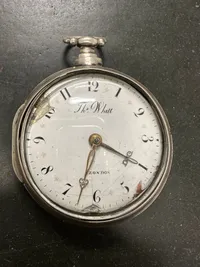 Engelsk spindelur Antique Silver Cased Pocket Watch, Thomas Whitt, London ca år 1790