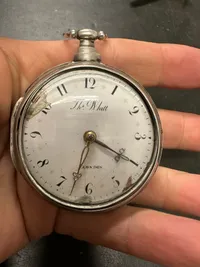 Engelsk spindelur Antique Silver Cased Pocket Watch, Thomas Whitt, London ca år 1790