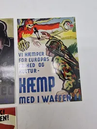 Postkort med danske w-ss hverveplakater - genoptryk